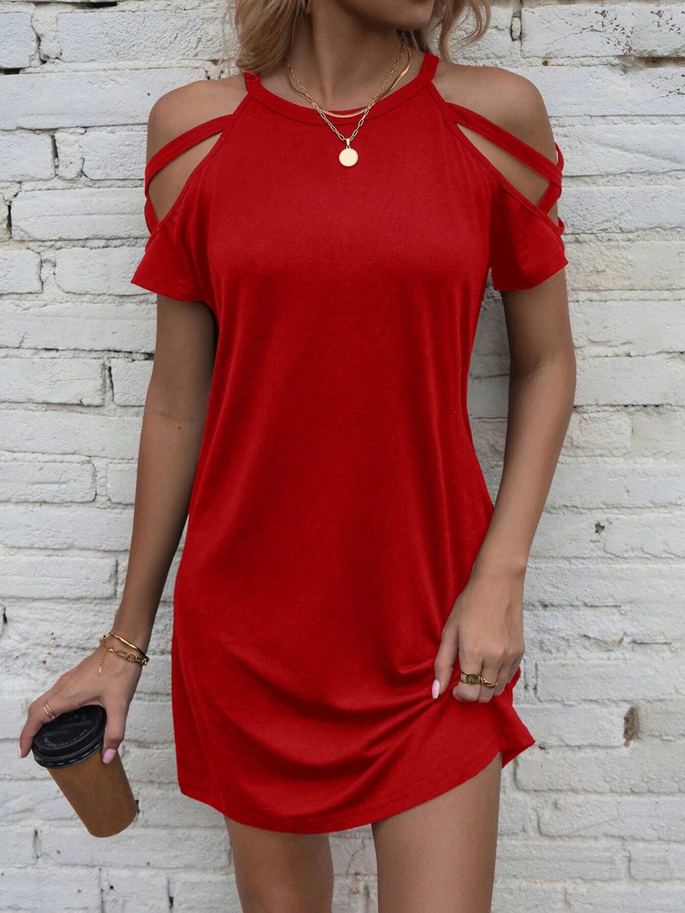 ZARA Spring Summer Loose Casual Sexy Off Shoulder Knit Short Sleeve Dress